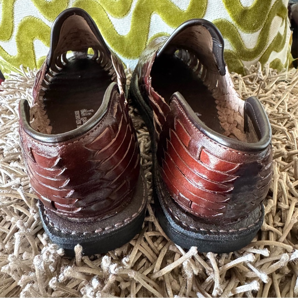 Men's Leather La Sierra Mexican Huarache Closed Toe Shoes Woven Size 27 / 9 NEW - Picture 5 of 6